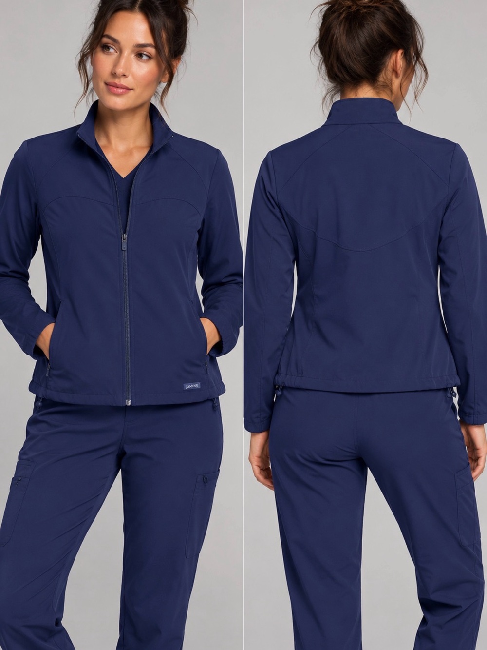 Jaanuu Women’s Navy Scrub Jacket Full Zip Medical Workwear Size Small